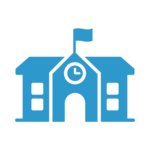 niebieska ikona symbolizująca budynek